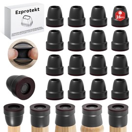 Ezprotekt Protective Caps for Chair Legs with Felt, Pack of 16, Rubber Furniture Leg Cups, Diameter 26-32 mm Table Leg Cover, Furniture Mat for Hardwood Floors, Round, Black, Round, Fit 1-1.25 Inches