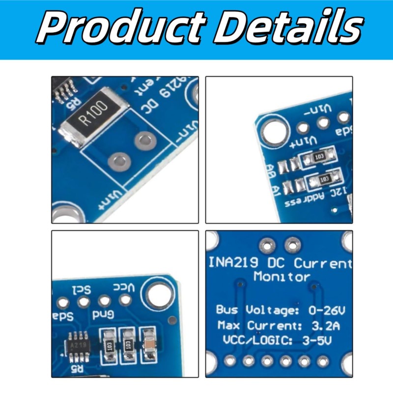 LuojinLuoda 5pcs INA219 Bi-Directional DC Current Power Supply Sensor Breakout