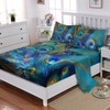 AILONEN Peacock Feather Bedding Set King Size 4Pcs,Golden Blue Feather