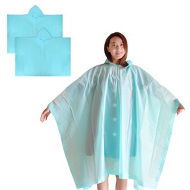 Natuce Pack of 2 Rain Ponchos Waterproof Raincoat PEVA Portable Rain Cape, Reusable Rainwear, Unisex for Cycling, Climbing, Hiking, Fishing, Camping, Mint Green