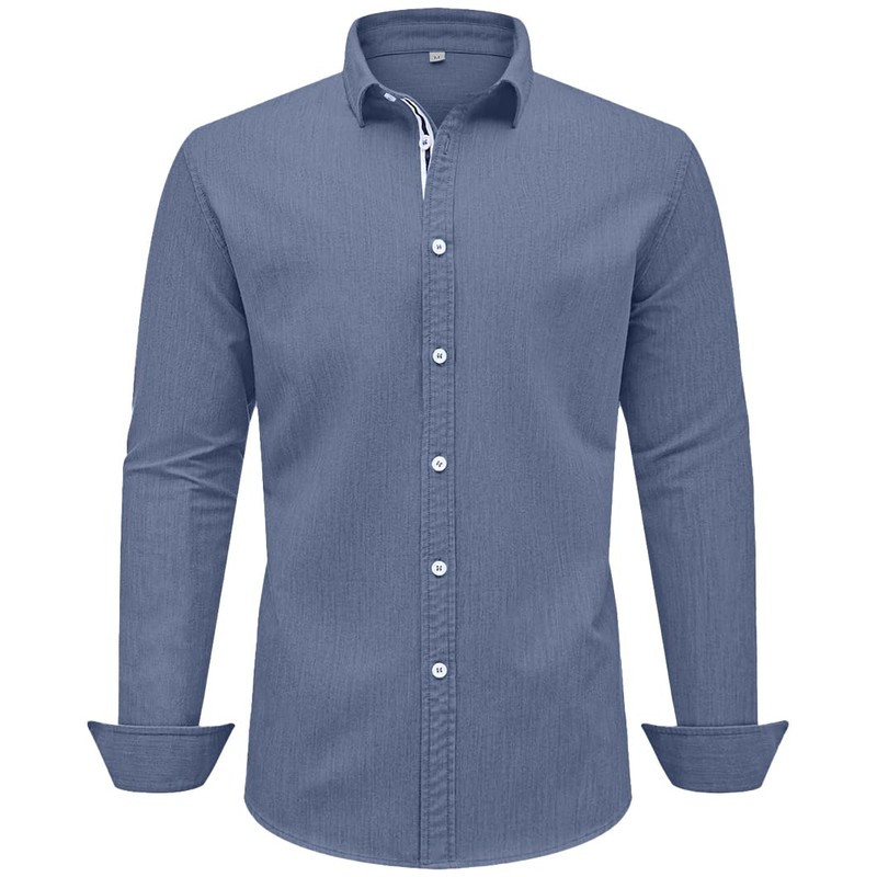 Sailwind Men's Denim Button Down Shirts Long Sleeve Chambray Stretch