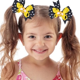 Bee Clip Cute Bows for Girls Polka Dot Bow Hair Clips Hairpins Yellow Hair Pins Grosgrain Bows Honey Bee Hair Bows Clips Alligator for Hair Barrettes Party Bow Decor 2PCS