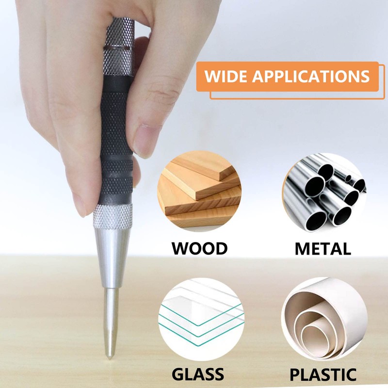 WHLLING 2-Piece Automatic Center Punch, 6 Inch Hardened Steel Spring