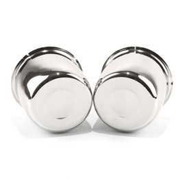 HowioZil 2-Pack Trailer Push Through Center Caps and Trailer Wheel Lug Sets - 4.25in Wheel Center Caps Chrome Wheel Cover Stainless Steel Hub Cap with 12 Chrome Capped 1/2-20 Lug Nuts for Truck RV