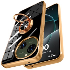 AQUOS R9 SH-51E Case with Ring, Shockproof, Strap Hole, Plated, US Military MIL Standards, Transparent, Shock Absorption, Thin, Lightweight, Stand Function, Stylish, TPU Compatible with Car Holder,