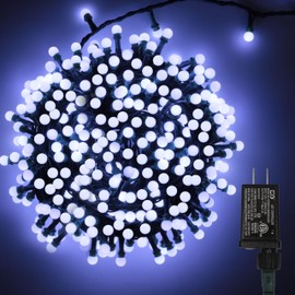 LAMPHOME String Lights White, 49ft 306 LED 9mm Frosted Globe String Lights, 11 Modes Christmas Globe Lights, Xmas Tree Ball Lights Outdoor Mini Globe Light for Christmas Tree Home Party Patio