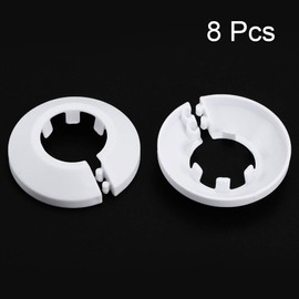 sourcing map 25mm Pipe Cover Decoration PP Plastic Water Pipe Escutcheon White 8pcs