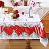 Valentines Tablecloth Red Hearts Eucalyptus Leaves Table Cloth Rectangle Table,