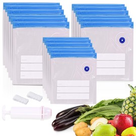 NexlevVac 21 Pcs 3Size Sous Vide Bags Vacuum Zipper Sealer Bag for Food, Reusable Vacuum Seal Bags with Sealing Clips for Sous Vide Cooking,Freezer Safe,Microwave Heating and Food Storage