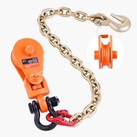 Happybuy 2-Ton Snatch Block with G80 Chain, Swivel Shackle, 3" Sheave for 3/8" Wire Rope, Pulley for Towing and Recovery on Flatbed Tow Truck, Rollback Wrecker, Car Carrier Cable