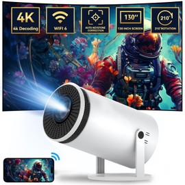 Mini Projector - Quad Core 4K Decoding | Android 12.0 | 1+8GB | Auto Keystone Correction | 5G | Same Screen Projection | 16:9 & 4:3 | USB AUX | 180°Rotatable Stand (US