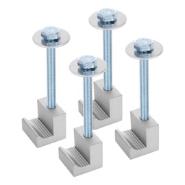 AFEISOL Truck Tool Box Mounting Kit for Pickup Truck Bed Toolbox Mount Tie Downs, Universal Aluminum Mounting Clamps Comes with Fastening Nuts J-Hooks Crossover Fixed Accessories (4 PCS, Silver)