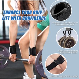 VDYXEW Weight Lifting Hooks Pair, Non-Slip Wrist Support Straps for Men & Women, Gym Wrist Wraps for Pull Up, Fitness, Strength Training, Bodybuilding Workout