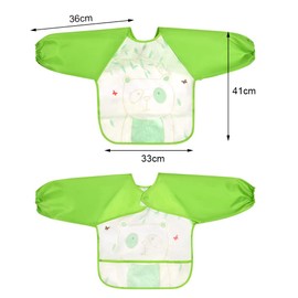 Vicloon Bibs with Sleeves, 3 Pcs EVA Double Layer Long Sleeve Waterproof Bibs, Unisex Feeding Bibs, Bibs Apron Lovely Cute Cartoon Bibs for Infant Toddler 6 Months to 24 Months