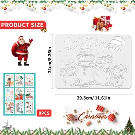 9 Pcs Christmas Stencils Template, Christmas Drawing Stencils Reusable Craft Stencils, for Art Painting Drawing Spraying, Window Wood Glass Journaling Scrapbook, Card Making, Xmas DIY Decoration