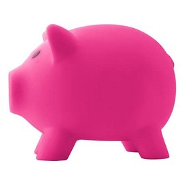 PVC Piggy Bank with Soft Body in Vibrant Colours. Original Little Kids Money Boxes with Plug. Lightweight and Durable Travel Money Box (Fuchsia/Pink)