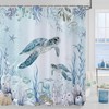 Caheansi Sea Turtle Shower Curtain, Teal Blue Ocean Beach Coastal