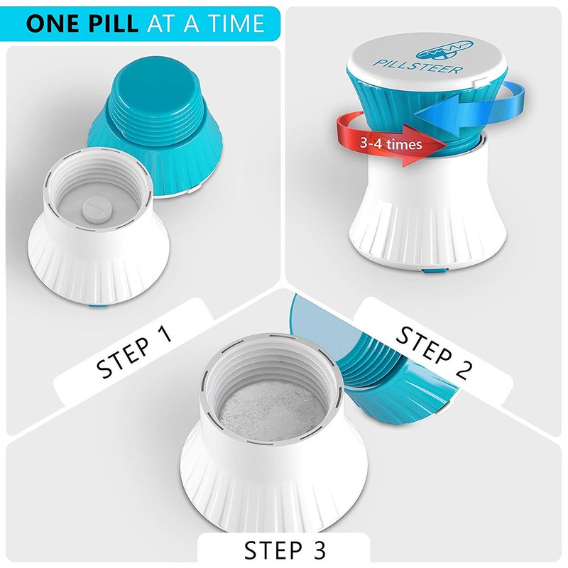 kuou LIding Pill Crusher, 3 in 1 Multifuntion Pill Cutter/Crusher/Box