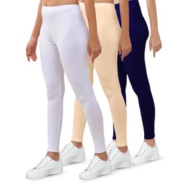 Lyra Women's Cotton Ankle Length Leggings | Elastic Waistband Soft Stretchable Everyday Wear | Pack of 3