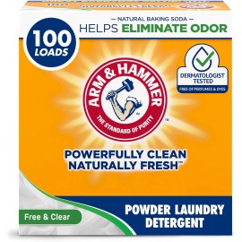 Arm & Hammer Laundry Detergent, Free of Perfume & Dyes, Powder, 100 Loads, 6.16 