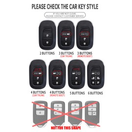 ontto luminous car key fob cover fit for Honda Accord Civic HR-V CR-V Pilot Sport SI EX-L EX Touring 2025 2024 2023 2022 key holder Metal Shell case keyring keychain Accessories 4 buttons trunk Red
