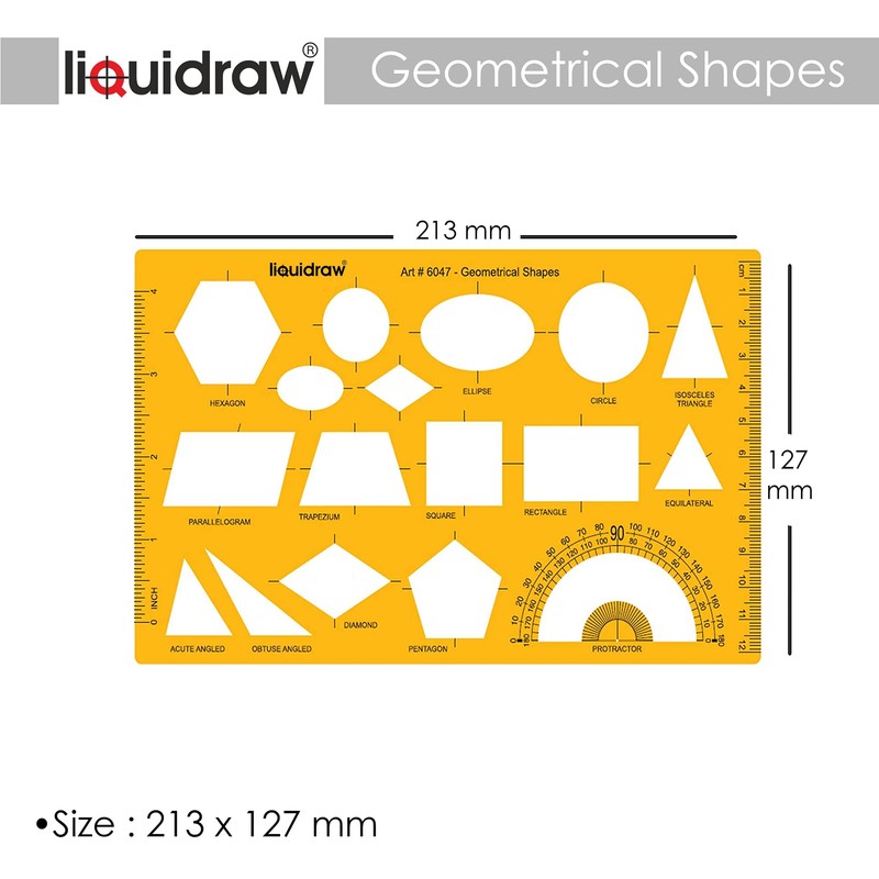 Liquidraw Geometry Shapes Template Stencil Protractor Circle Ellipse Oval Triangle