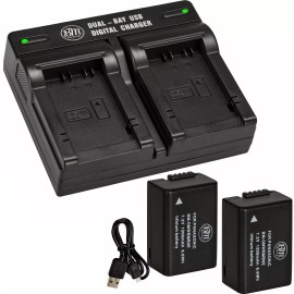 BM 2X DMW-BMB9 Batteries & Dual Charger for Lumix DMC-FZ48 FZ60 FZ70 FZ100 FZ150