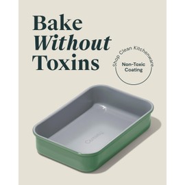 Caraway Nonstick 9” x 6.5” Small Rectangle Baking Pan – Non-Toxic, PTFE & PFOA Free – Aluminized Steel Core – Deep Ceramic Baking Pan for Casseroles, Lasagna & More - Sage