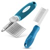 Poodle Pet Dematting Comb + Detangling Comb Blue Bundle