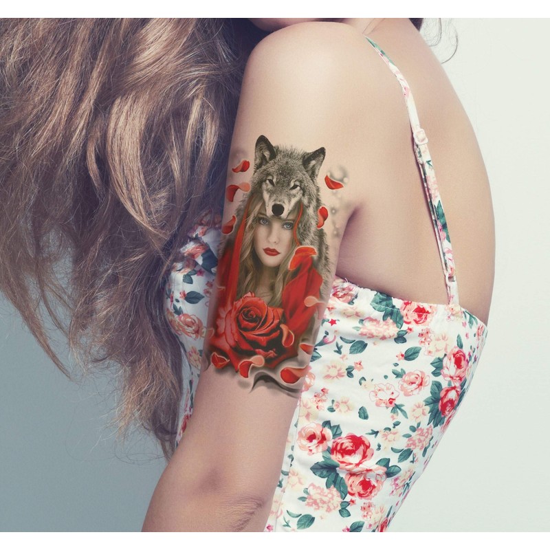 2 x Temporary Indian Tattoo Wolf Woman Tattoo Wolf Tattoo