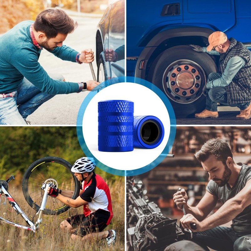 HZJD Tire Valve Stem Caps, Blue(4 Pack)