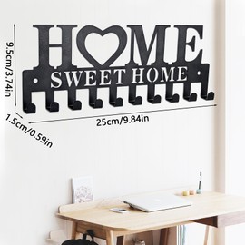 Fidqiog Key Holder Wall Mount with Home Sweet Home Sign, No Drill Key Hooks for Wall Includes 2 Screws and 2 Expansion Tubes for Secure Installation, Rustic Key Hanger for Wall Decorative Key Rack