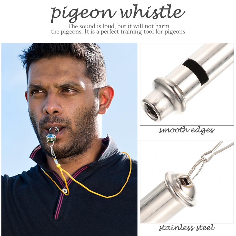 POPETPOP Metal Bird Training Whistle: Pigeon Whistle with Lanyard -