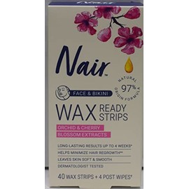 Nair Tiras de cera depiladora, 40 unidades para cara/bikini (paquete de 2)