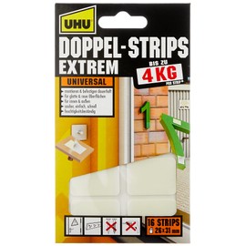 UHU Double Strips, up to 4 kg, Pack of 16