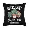 Succulent Social Club Funny Cactus Gardening Plants Throw Pillow