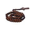 Aoxmas Catholic Wooden Rosary Necklace with Jesus Crucifix,Handmade Prayer Beads
