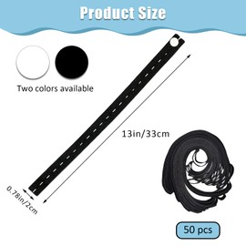 Wumuzai 50 PCS Roll-up Clothing Storage Elastic Band with Button & Buttonholes, Adjustable Fold over Elastic Belt, Bed Sheet Organizer Straps for Clothes Closet Blanket, Travel Space Saver, Black