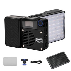 Amaran Ace 25x Pocket Bi-Color On-Camera Mini Video Light(With Control Grid), CCT 2700K - 6500K, App Control,Support Magnetic Attraction, Ideal for Vlog/Video (Charcoal)