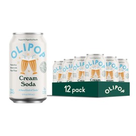 OLIPOP Prebiotic Soda Pop, Cream Soda, A New Kind of Soda Packed with Prebiotics, Fiber, and Botanicals, Gluten Free, Vegan, GMO Free, 12oz (12-Cans)