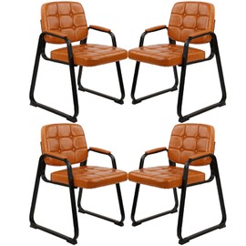 CLATINA Waiting Room Office Guest Chair with Padded Arms, Reception Meeting Conference Waiting Room Lobby Home Desk Big and Tall Executive Office Chair, Orange (4 Pack)