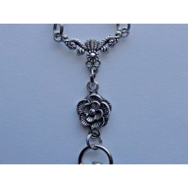 Handmade IRIDESCENT AB CLEAR CRYSTAL BEADS FLOWER BEADED LANYARD ID BADGE HOLDER NECKLACE