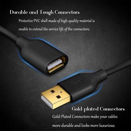 Costyle USB Extension Cable 10FT, 2-Pack USB 2.0 Type A Male to A Female Extension Cord USB Extender Cable Data Transfer Extended Charging Cable for USB Lights, Keyboard, Mouse, Printer (Black)