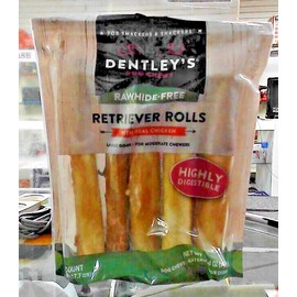 Dentley's Rawhide Free Retriever Rolls 7" Dog Treats - Chicken 5 Count