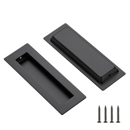 Ravinte Pack of 2 Black Cabinet Handles Sliding Door Handles Drawer Pulls Kitchen Cabinet Handles Finger Pulls Hardware for Kitchen Cabinets 150 mm Length