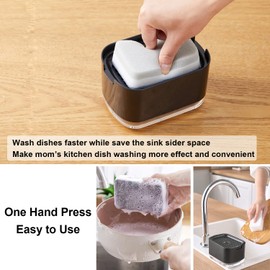 Obsoorth 10oz Dish Soap Dispenser for Kitchen Sink with Sponge Holder Push Down Pump Soap Dispenser Kitchen Premium Quality Sink Dish Washing- Black