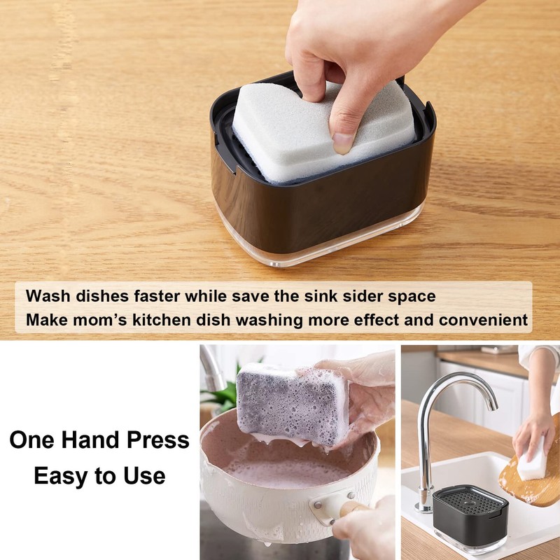 Obsoorth 10oz Dish Soap Dispenser for Kitchen Sink with Sponge