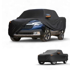 Partuto Car Cover Waterproof All Weather Sun Rain Protection Full Exterior Cover for Honda Ridgeline 190T-PU Black with Left Side Zippers