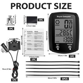 Bike Computer Universal 19 Functions IP54 Waterproof Bicycle Speedometer Odometer Wired Cycling Computer Touch Screen with LCD Backlight Display Auto Start/Stop for MTB Road Cycling Sport Accessories