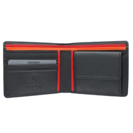 Visconti Gents Leather Bond Collection 'M' Wallet RFID Blocking BD10 Black/Orange/Red